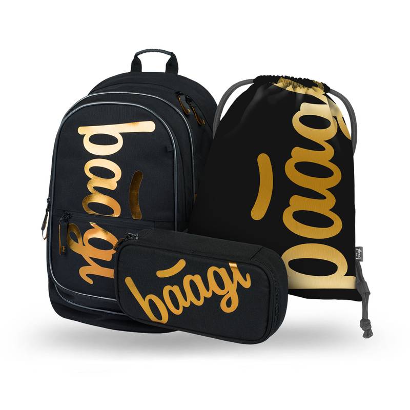 BAAGL SADA 3 Core Metallic Bronze: batoh, peračník, vrecko BAAGL SADA 3 Core Metallic Bronze: batoh, peračník, vrecko