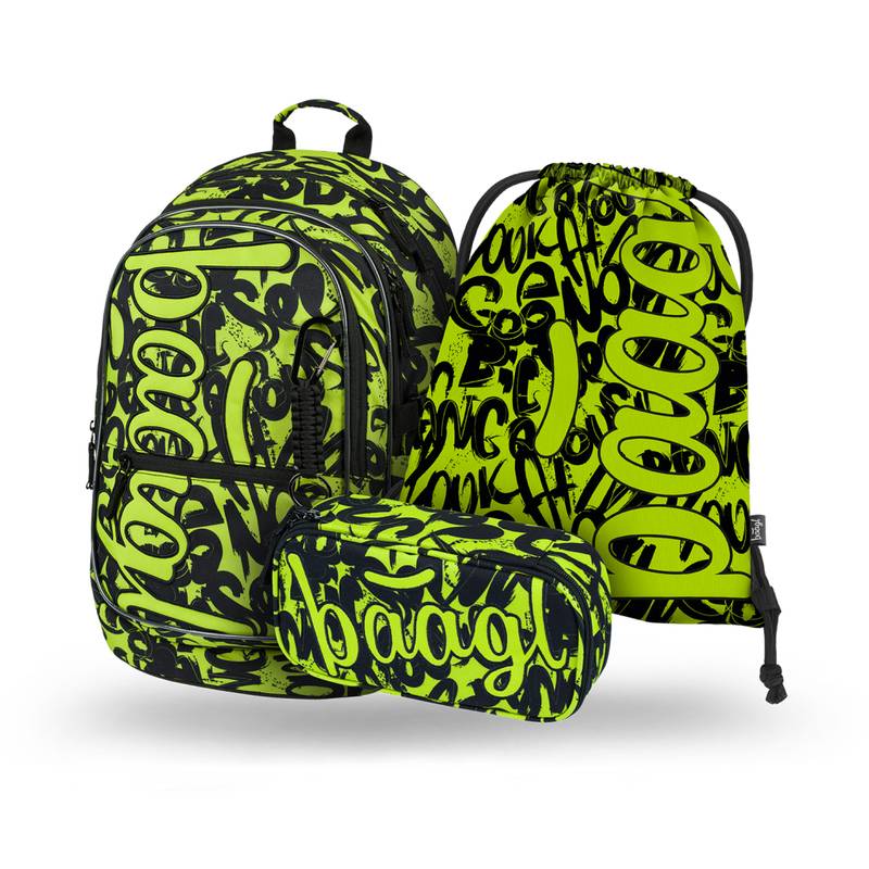BAAGL SADA 3 Core Lime: batoh, peračník, vrecko BAAGL SADA 3 Core Lime: batoh, peračník, vrecko