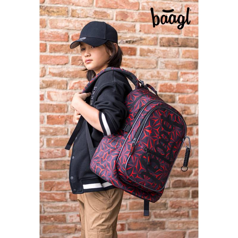 BAAGL SADA 3 Red Polygon: batoh, peračník, vrecko BAAGL SADA 3 Red Polygon: batoh, peračník, vrecko