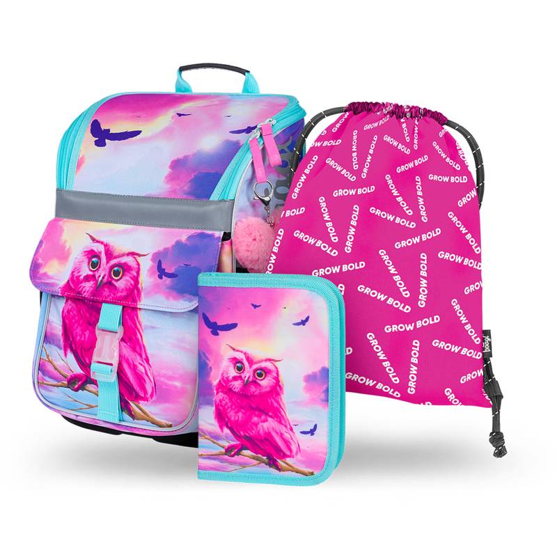 BAAGL SADA 3 Zippy Sova: aktovka, peračník, vrecko, box na desiatu, dosky BAAGL SADA 3 Zippy Sova: aktovka, peračník, vrecko, box na desiatu, dosky