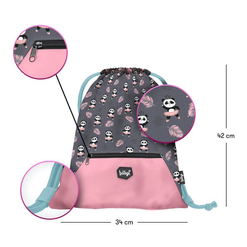 BAAGL SET 3 Zippy Panda: aktovka, peračník, sáček BAAGL SET 3 Zippy Panda: aktovka, peračník, sáček