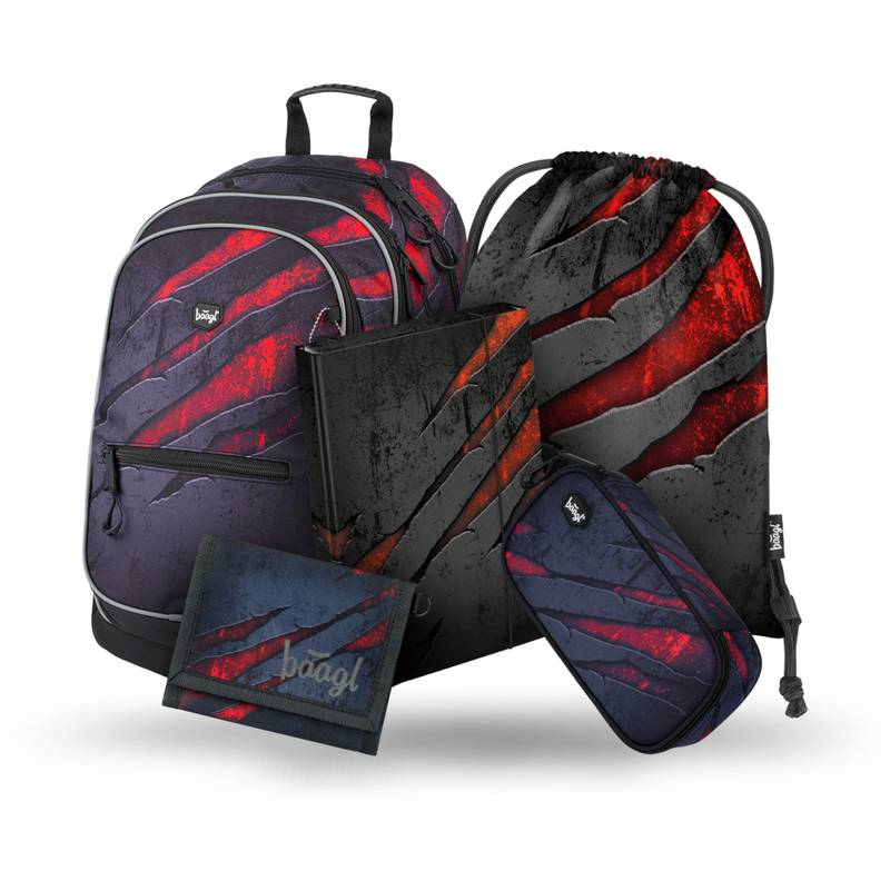 BAAGL SET 5 Core Láva: batoh, peračník, sáček, desky, peněženka BAAGL SET 5 Core Láva: batoh, peračník, sáček, desky, peněženka