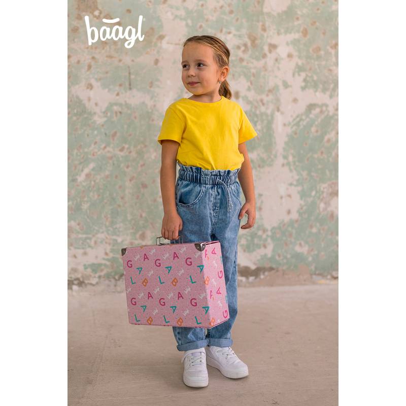 BAAGL Skládací školní kufřík Logo - růžový s kováním BAAGL Skládací školní kufřík Logo - růžový s kováním