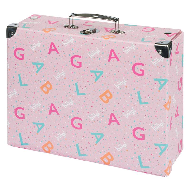 BAAGL Skládací školní kufřík Logo - růžový s kováním BAAGL Skládací školní kufřík Logo - růžový s kováním