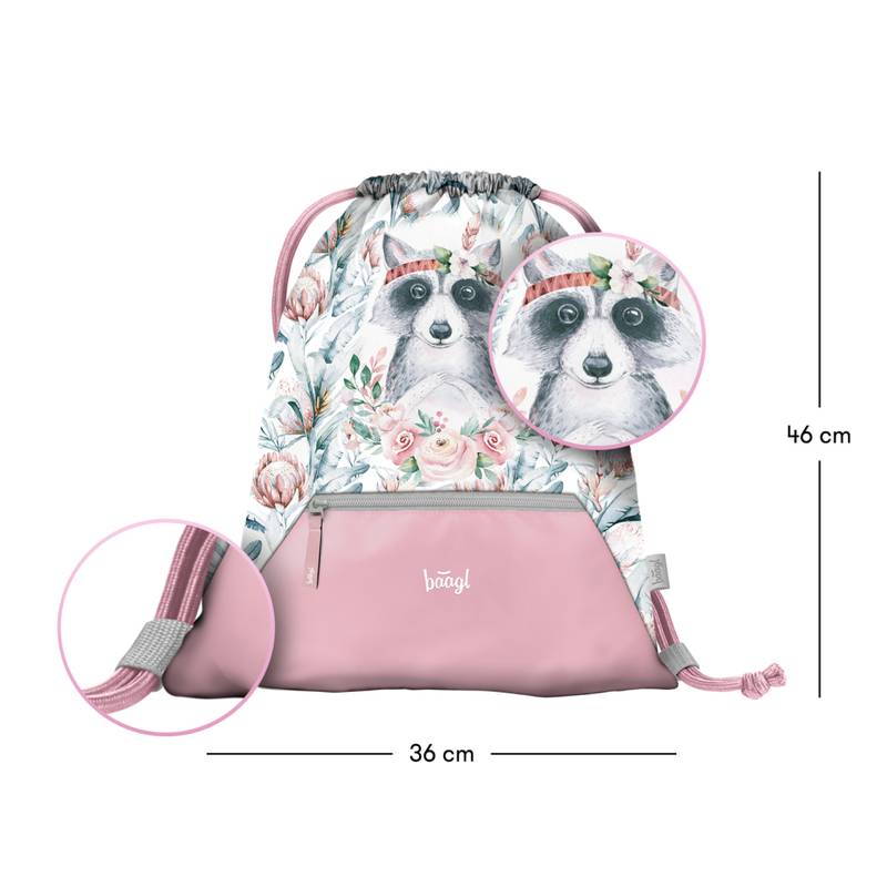 BAAGL SADA 3 Shelly Mýval: aktovka, penál, sáček BAAGL SADA 3 Shelly Mýval: aktovka, penál, sáček