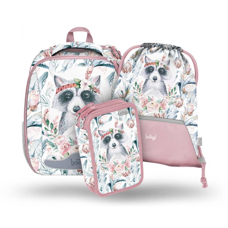 BAAGL SADA 3 Shelly Mýval: aktovka, penál, sáček BAAGL SADA 3 Shelly Mýval: aktovka, penál, sáček