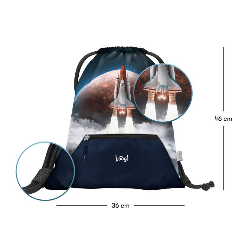 BAAGL SADA 3 Shelly Space Shuttle: aktovka, penál, sáček BAAGL SADA 3 Shelly Space Shuttle: aktovka, penál, sáček