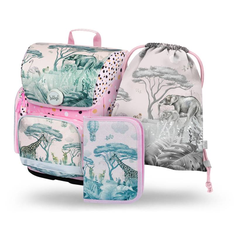 BAAGL SADA 3 Ergo Safari: aktovka, penál, sáček BAAGL SADA 3 Ergo Safari: aktovka, penál, sáček