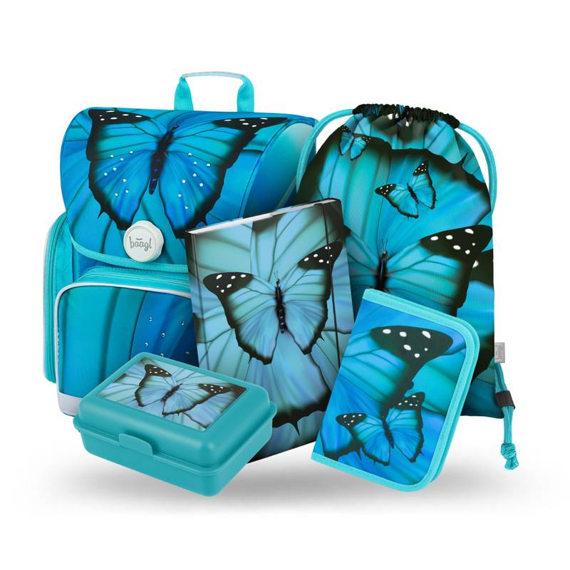 BAAGL SET 5 Ergo Butterfly: aktovka, peračník, sáček, desky, box BAAGL SET 5 Ergo Butterfly: aktovka, peračník, sáček, desky, box