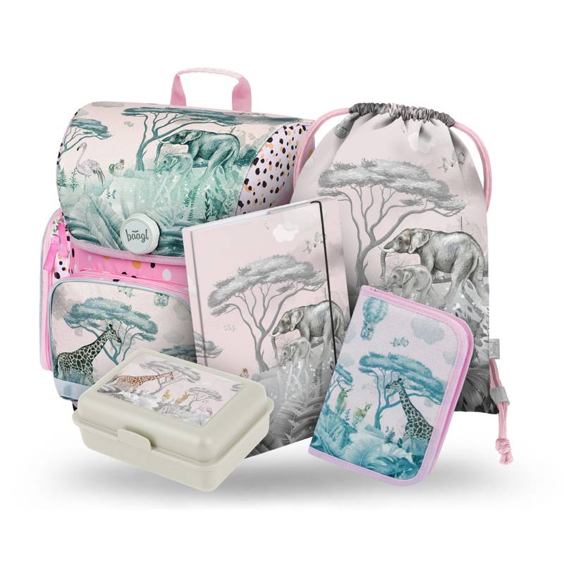 BAAGL SET 5 Ergo Safari: aktovka, peračník, sáček, desky, box BAAGL SET 5 Ergo Safari: aktovka, peračník, sáček, desky, box