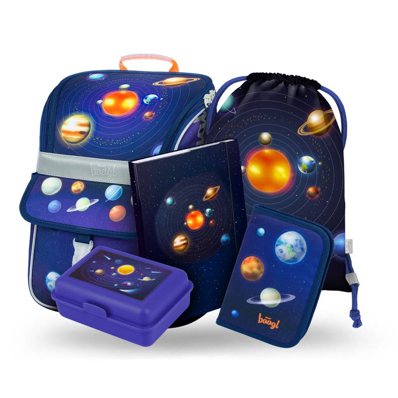 BAAGL SET 5 Zippy Planety: aktovka, peračník, sáček, desky, box BAAGL SET 5 Zippy Planety: aktovka, peračník, sáček, desky, box