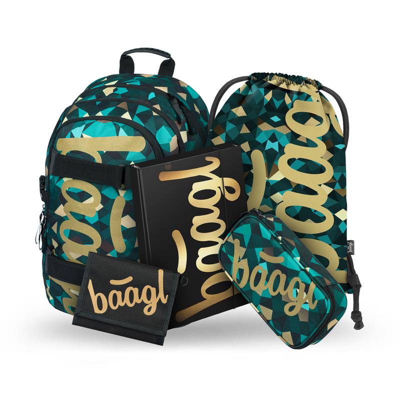 BAAGL SET 5 Skate Polygon: batoh, peračník, sáček, desky, peněženka BAAGL SET 5 Skate Polygon: batoh, peračník, sáček, desky, peněženka