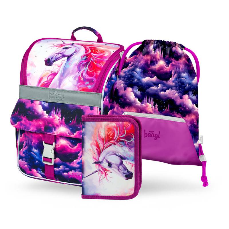 BAAGL SADA 3 Zippy Jednorožec Království: aktovka, penál, sáček BAAGL SADA 3 Zippy Jednorožec Království: aktovka, penál, sáček
