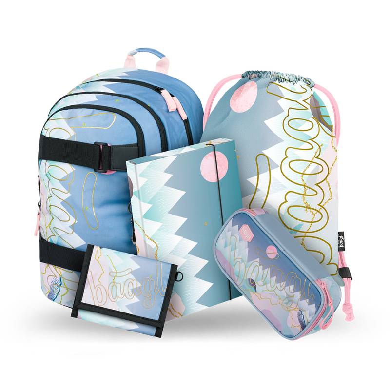 BAAGL SADA 5 Skate Moon: batoh, penál, kapsa, desky, peněženka BAAGL SADA 5 Skate Moon: batoh, penál, kapsa, desky, peněženka