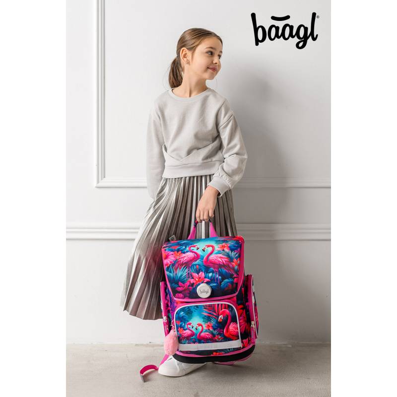 BAAGL SADA 3 Ergo Plameňáci: aktovka, penál, sáček BAAGL SADA 3 Ergo Plameňáci: aktovka, penál, sáček