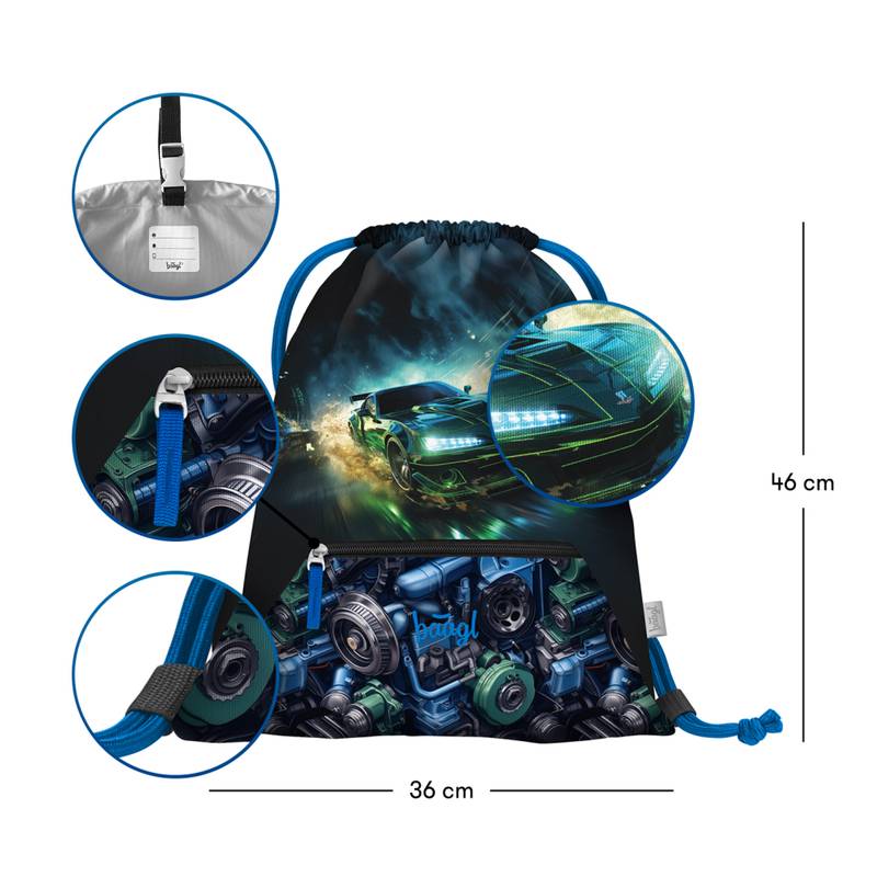 BAAGL SADA 3 Zippy Závodní auto: aktovka, penál, sáček BAAGL SADA 3 Zippy Závodní auto: aktovka, penál, sáček