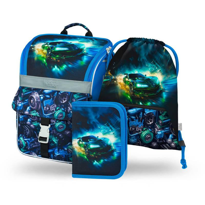 BAAGL SADA 3 Zippy Závodní auto: aktovka, penál, sáček BAAGL SADA 3 Zippy Závodní auto: aktovka, penál, sáček