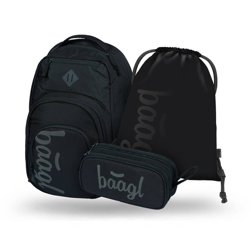 BAAGL SADA 3 Coolmate Black: batoh, penál, sáček BAAGL SADA 3 Coolmate Black: batoh, penál, sáček