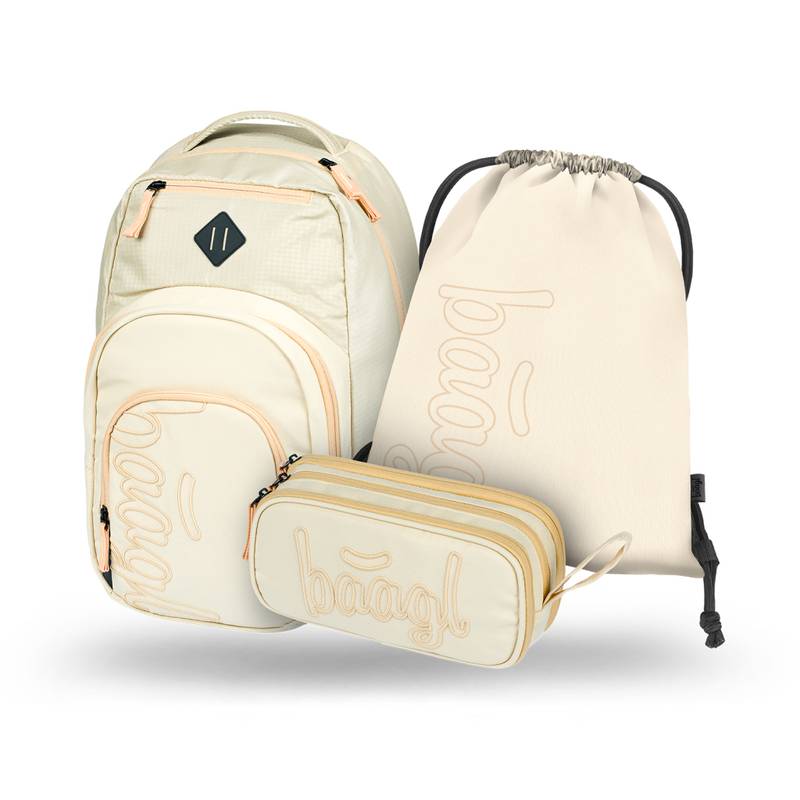 BAAGL SADA 3 Coolmate Beige: batoh, penál, sáček BAAGL SADA 3 Coolmate Beige: batoh, penál, sáček
