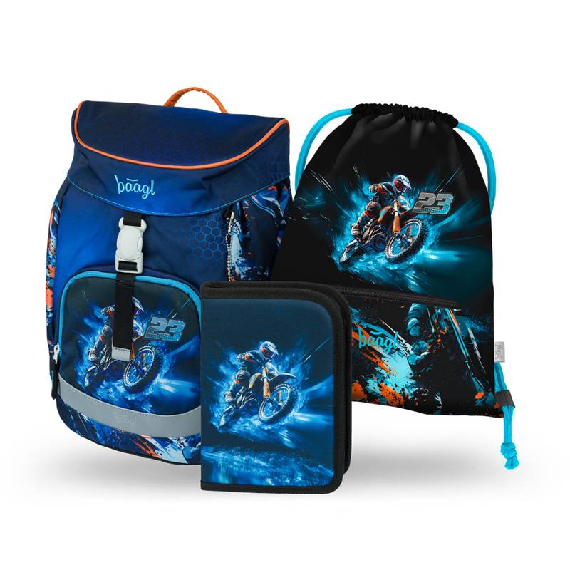 BAAGL SADA 3 Airy Motor Bike: batoh, penál, sáček BAAGL SADA 3 Airy Motor Bike: batoh, penál, sáček