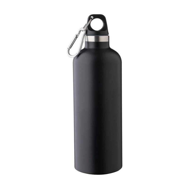 Recyklovaná nerezová dvoustěnná láhev (500 ml) Lysandra, černá Recyklovaná nerezová dvoustěnná láhev (500 ml) Lysandra, černá