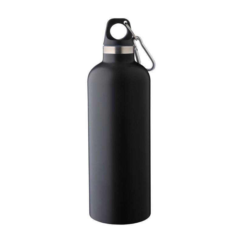 Recyklovaná nerezová dvoustěnná láhev (500 ml) Lysandra, černá Recyklovaná nerezová dvoustěnná láhev (500 ml) Lysandra, černá