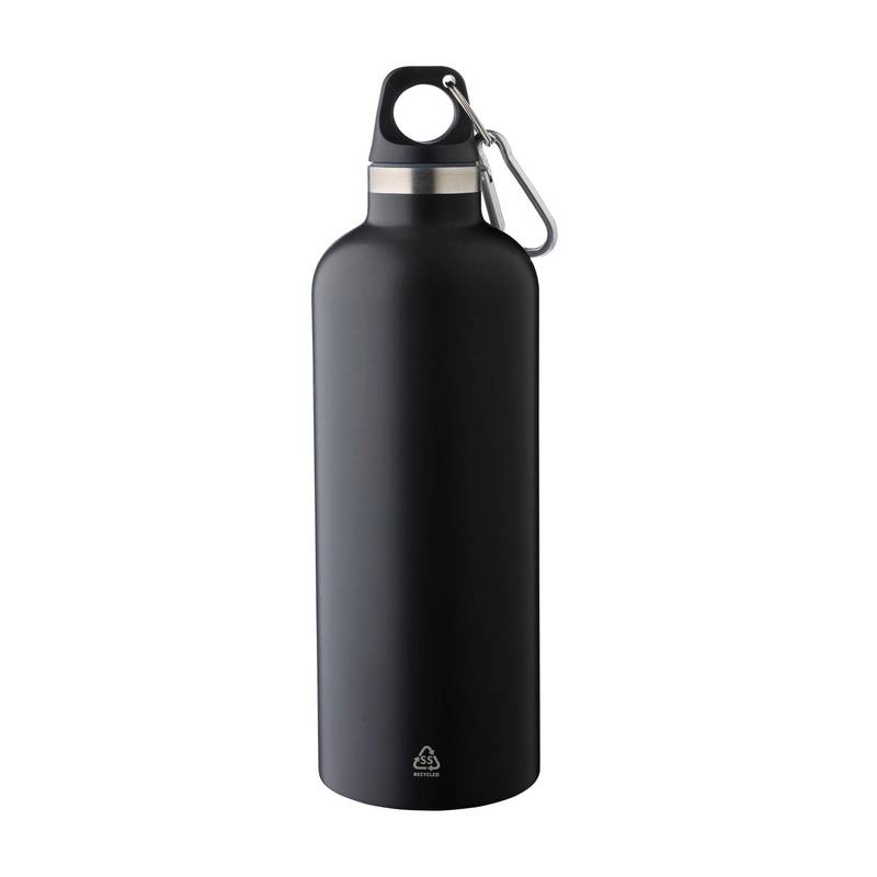 Recyklovaná nerezová dvoustěnná láhev (500 ml) Lysandra, černá Recyklovaná nerezová dvoustěnná láhev (500 ml) Lysandra, černá