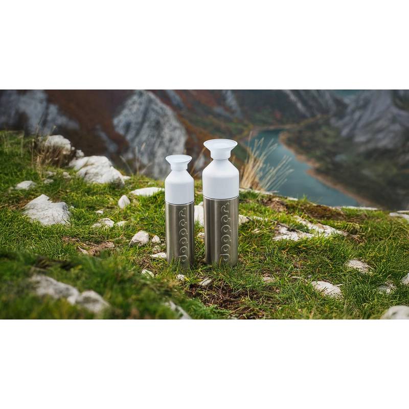 Fľaša Dopper Silver Insulated (350 ml), sivá Silver - biela Fľaša Dopper Silver Insulated (350 ml), sivá Silver - biela