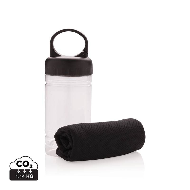 Chladiaci uterák v plast.fľaši, uterák 77x30 cm, čierna Chladiaci uterák v plast.fľaši, uterák 77x30 cm, čierna