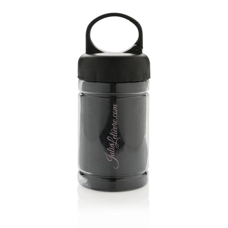 Chladiaci uterák v plast.fľaši, uterák 77x30 cm, čierna Chladiaci uterák v plast.fľaši, uterák 77x30 cm, čierna