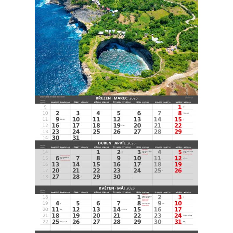 Tříměsíční kalendář Pobřeží, 2026 Tříměsíční kalendář Pobřeží, 2026