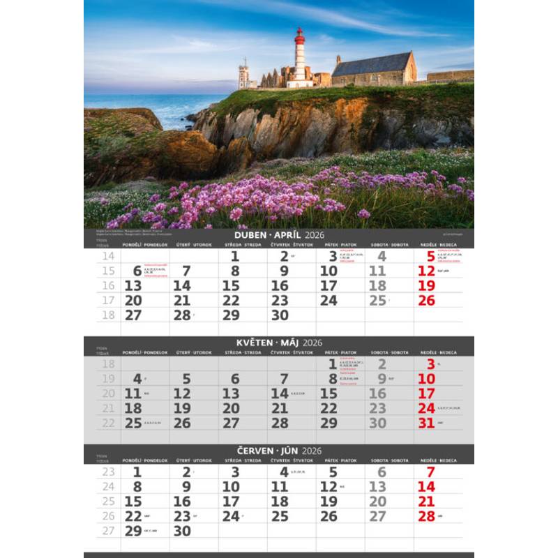 Tříměsíční kalendář Pobřeží, 2026 Tříměsíční kalendář Pobřeží, 2026