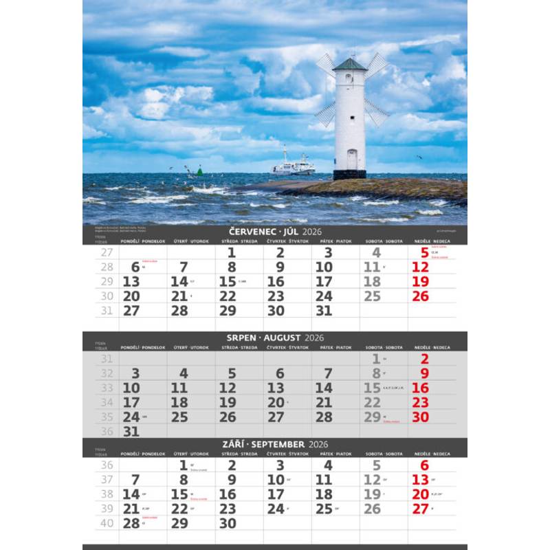 Tříměsíční kalendář Pobřeží, 2026 Tříměsíční kalendář Pobřeží, 2026