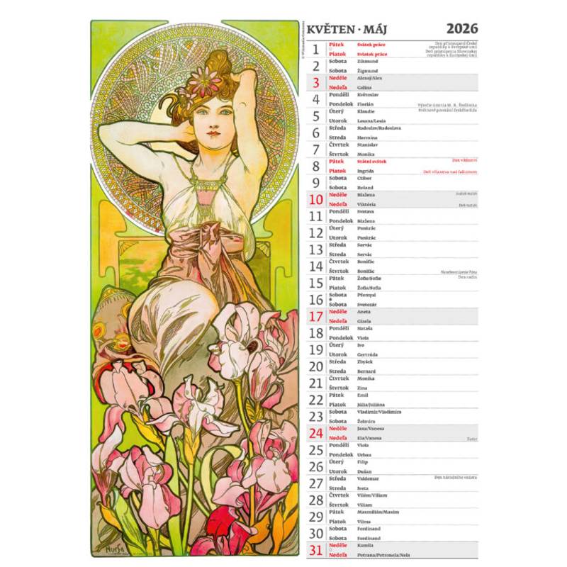 Kalendár Alfons Mucha, 2026 Kalendár Alfons Mucha, 2026