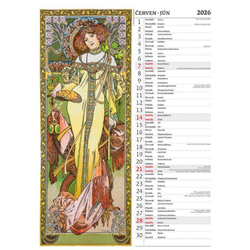 Kalendár Alfons Mucha, 2026 Kalendár Alfons Mucha, 2026