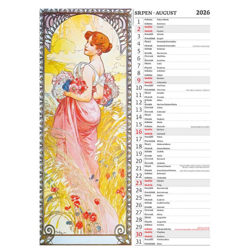 Kalendár Alfons Mucha, 2026 Kalendár Alfons Mucha, 2026