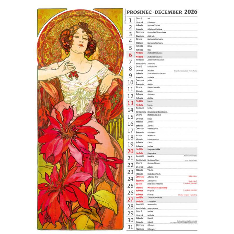 Kalendár Alfons Mucha, 2026 Kalendár Alfons Mucha, 2026