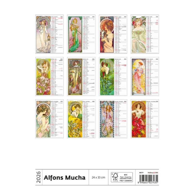 Kalendár Alfons Mucha, 2026 Kalendár Alfons Mucha, 2026