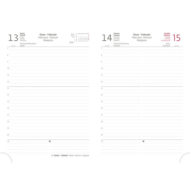 Denný diár A5 Flexies tmavo šedý s pútkom, 2026 Denný diár A5 Flexies tmavo šedý s pútkom, 2026