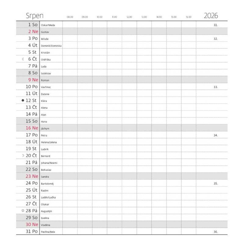 Měsíční diář Torino černý, 2026 Měsíční diář Torino černý, 2026