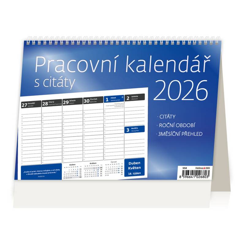 Pracovní kalendář s citáty, 2026 Pracovní kalendář s citáty, 2026