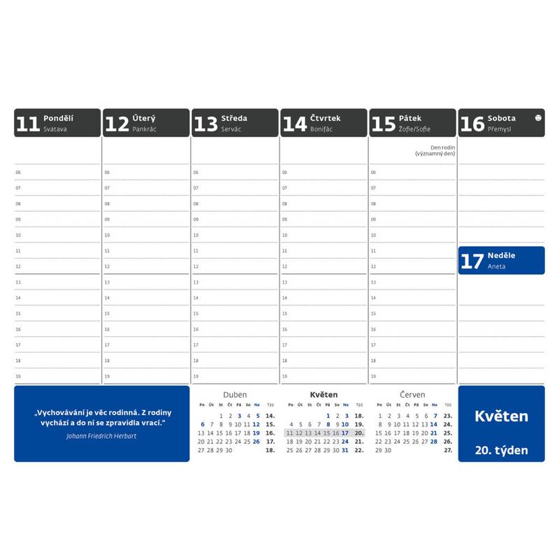 Pracovní kalendář s citáty, 2026 Pracovní kalendář s citáty, 2026