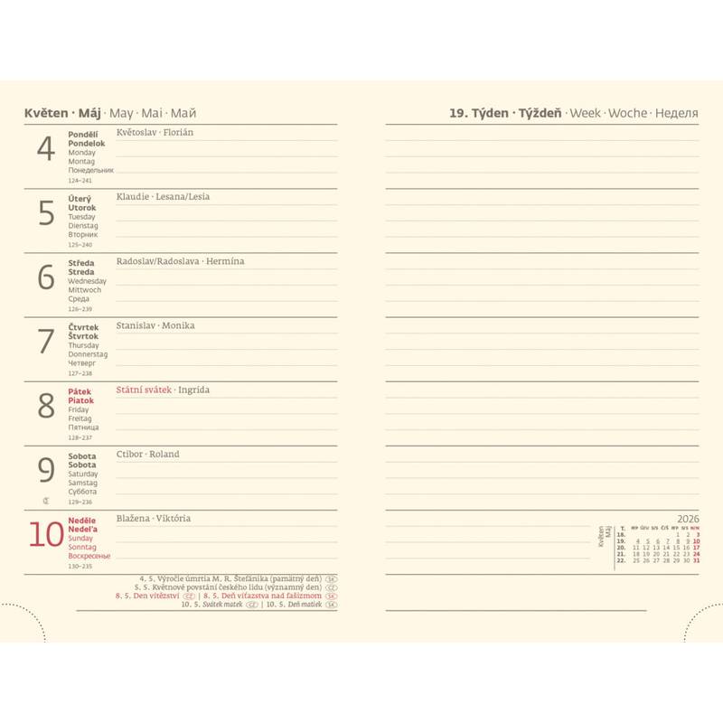 Kapesní diář New Praga černý s gumičkou, 2026 Kapesní diář New Praga černý s gumičkou, 2026