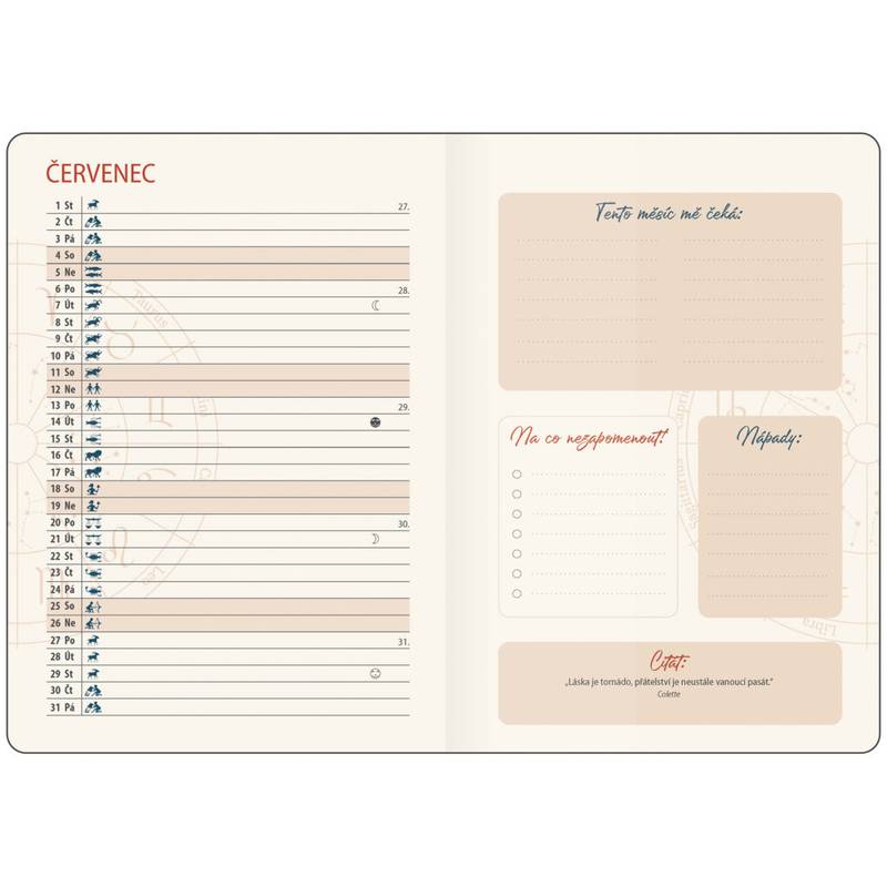 Týždenný diár B6 Lunárny Dream s gumičkou, 2026 Týždenný diár B6 Lunárny Dream s gumičkou, 2026