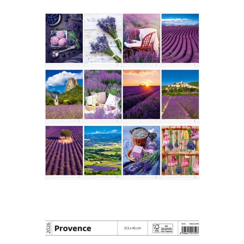 Kalendář Provence, 2026 Kalendář Provence, 2026