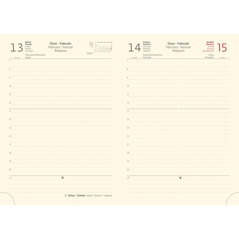 Denný diár A5 Nebrasca modrý, 2026 Denný diár A5 Nebrasca modrý, 2026