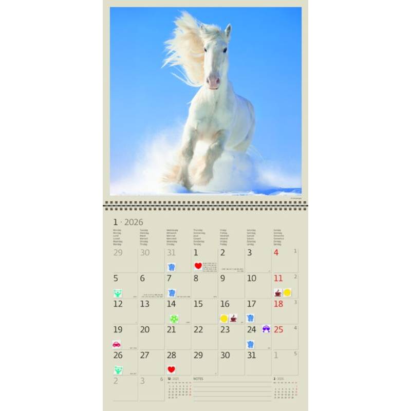 Kalendár Horses, 2026 Kalendár Horses, 2026