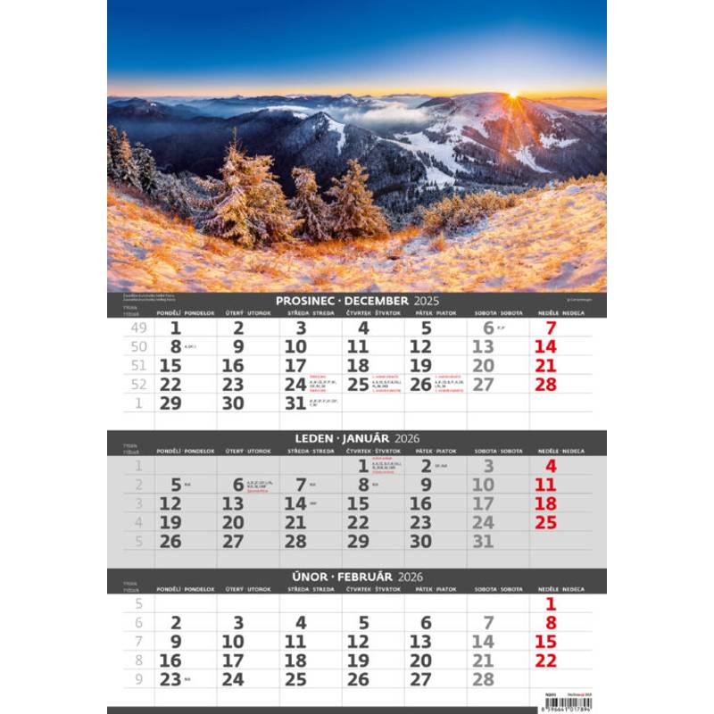 Tříměsíční kalendář Hory, 2026 Tříměsíční kalendář Hory, 2026