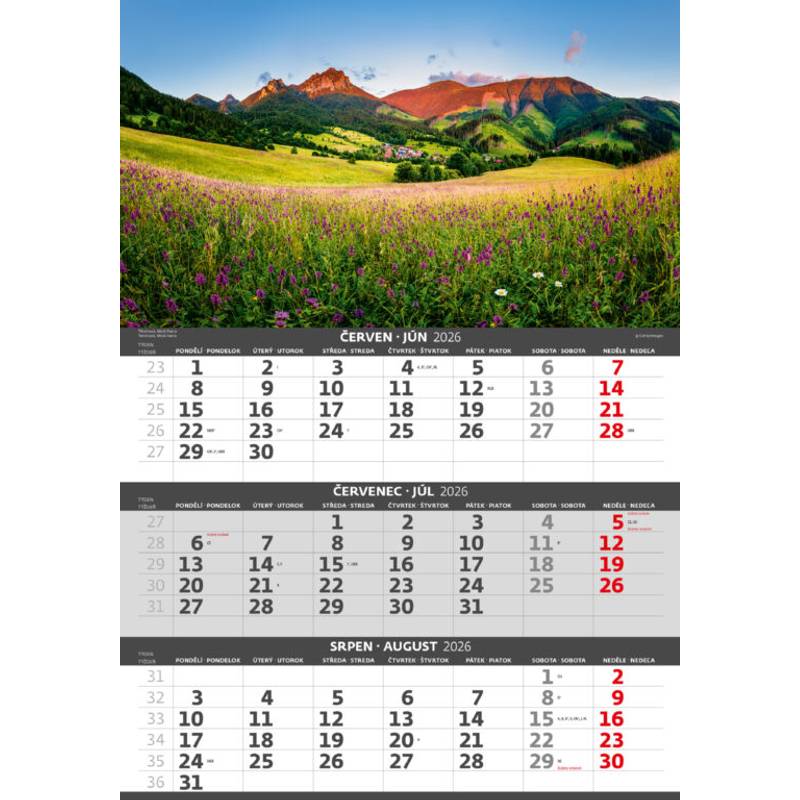 Tříměsíční kalendář Hory, 2026 Tříměsíční kalendář Hory, 2026