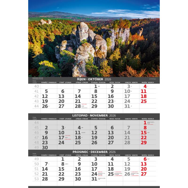 Tříměsíční kalendář Hory, 2026 Tříměsíční kalendář Hory, 2026